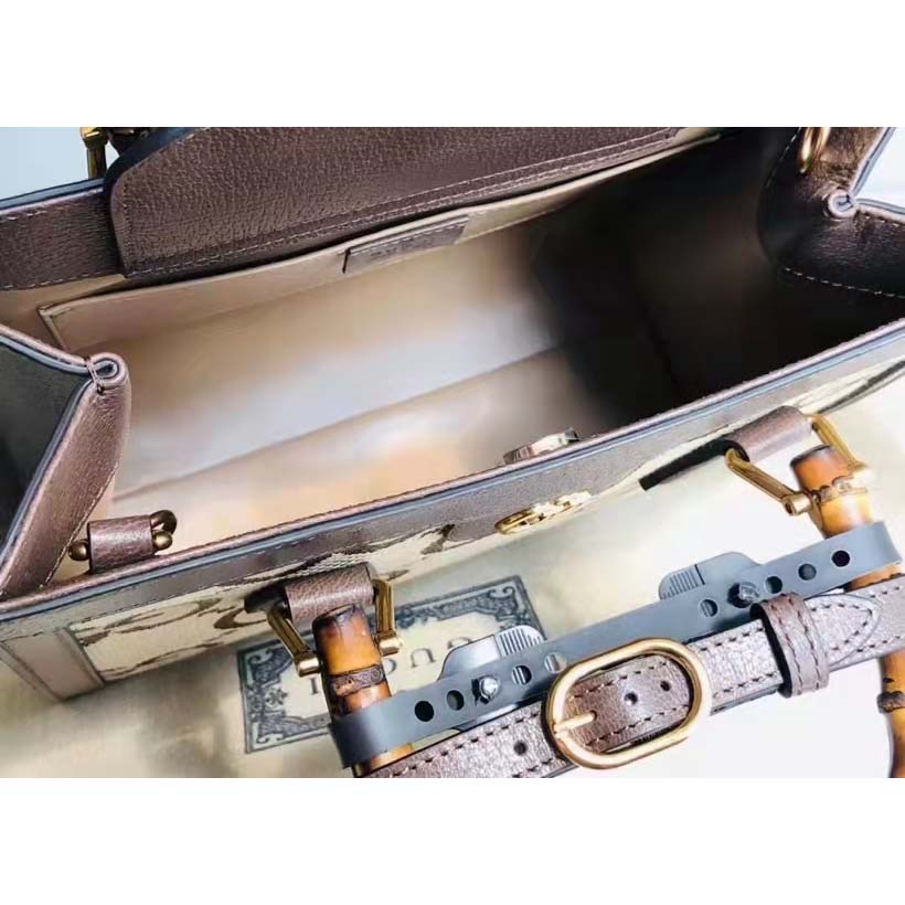 Gucci Women Gucci Diana Jumbo GG Small Tote Bag Double G Camel Canvas