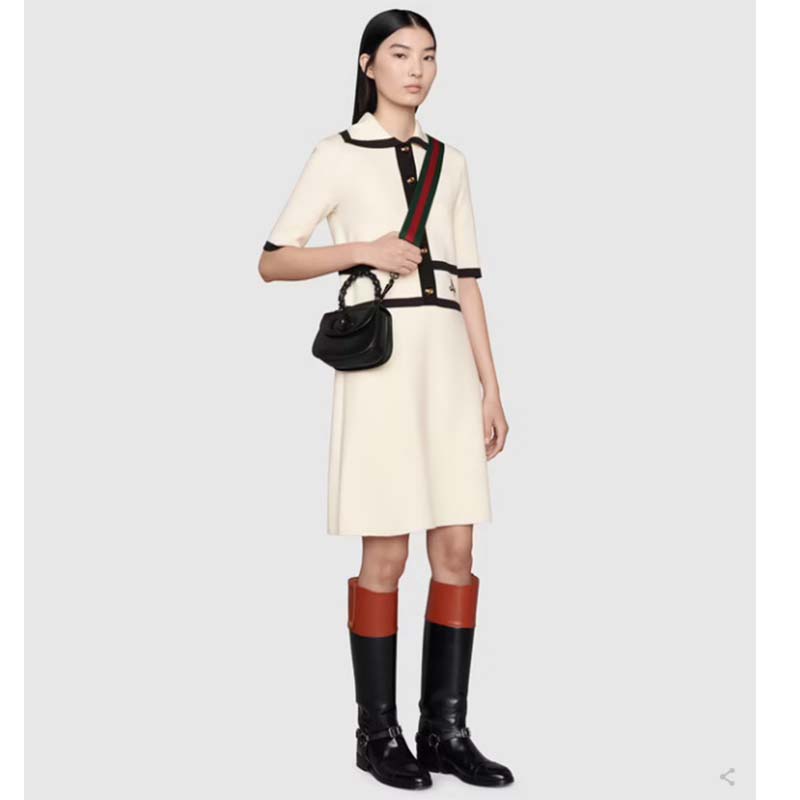 Gucci Women Bamboo 1947 Mini Top Handle Bag Black Leather Bamboo Hardware