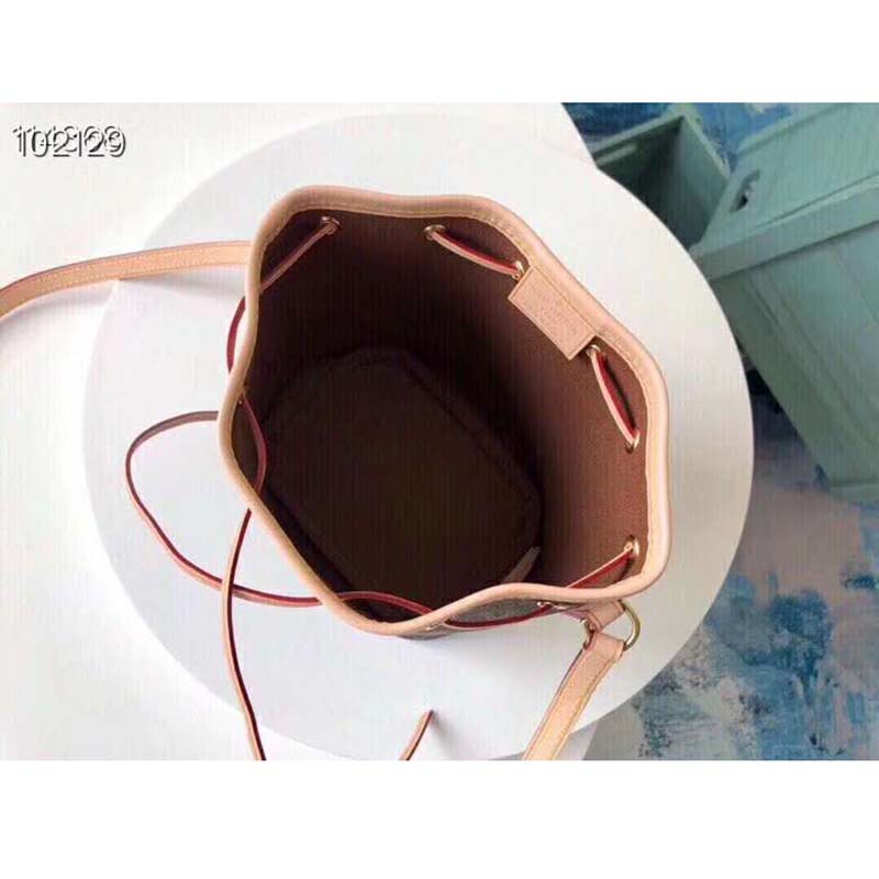 Louis Vuitton LV Women Nano Noé Bucket Bag in Monogram Coated Canvas-Brown