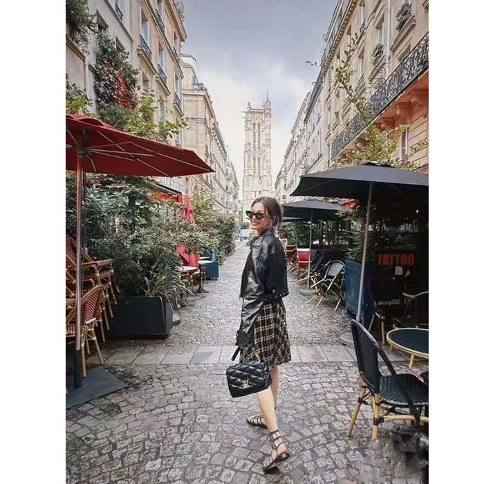 Louis Vuitton LV Women GO-14 MM Black Lamb Leather Cowhide Leather