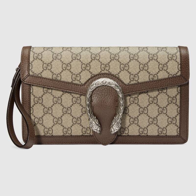 Gucci Women Dionysus GG Supreme Clutch Beige/Ebony GG Supreme Canvas