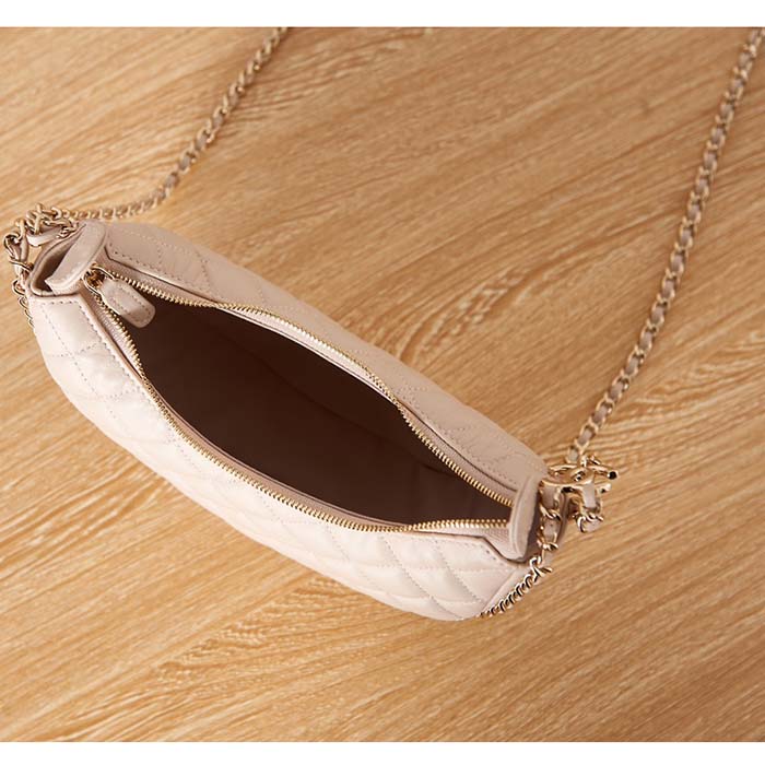 Chanel Women CC Small Hobo Bag Lambskin Shiny Light Gold Metal Ecru