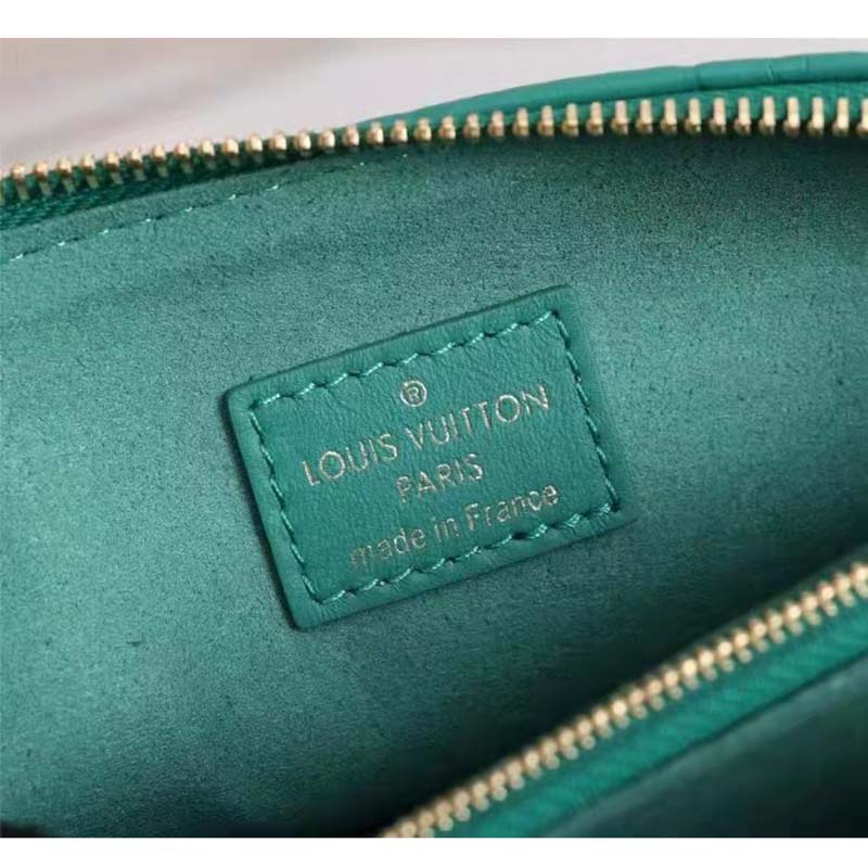 Louis Vuitton LV Women Coussin BB Handbag Emerald Monogram Embossed Puffy Lambskin