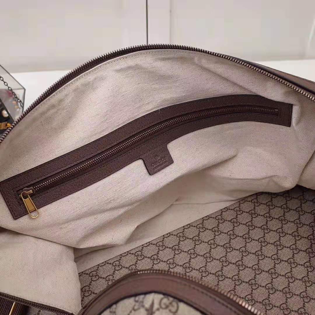 Gucci GG Unisex Ophidia GG Large Carry-On Duffle in Beige/Ebony GG Supreme Canvas