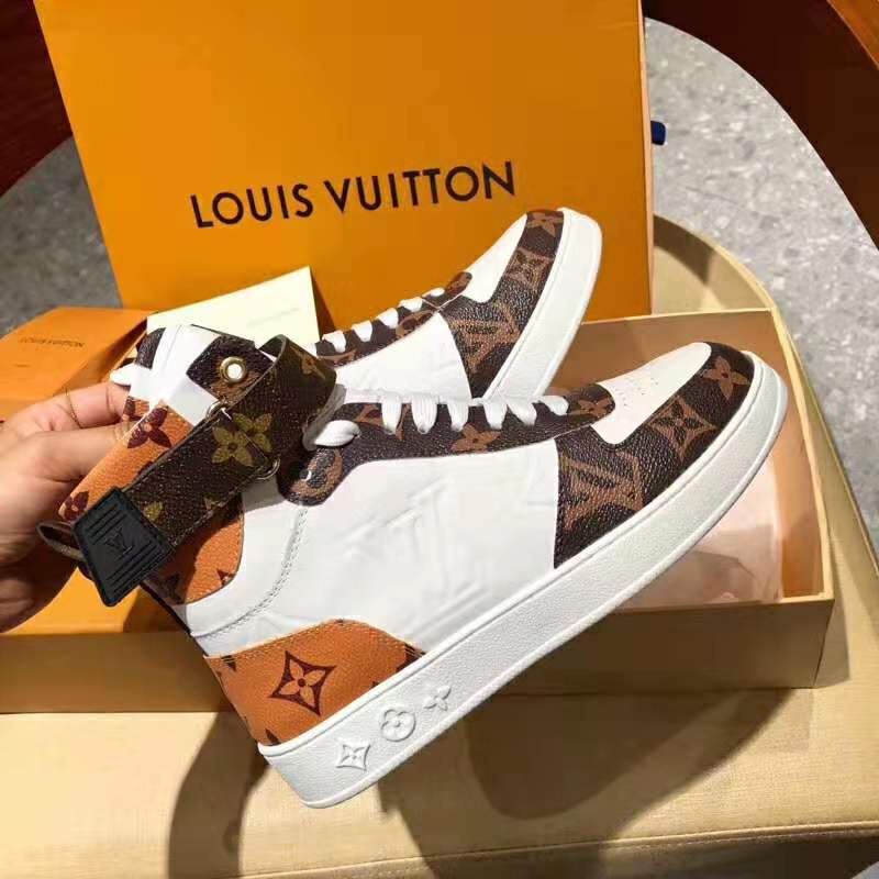 Louis Vuitton LV Unisex Boombox Sneaker Boot in Embossed Lamb Leather-Brown