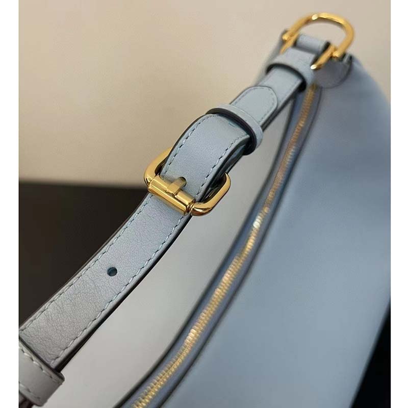 Fendi Women FF Fendigraphy Small Light Blue Leather Bag
