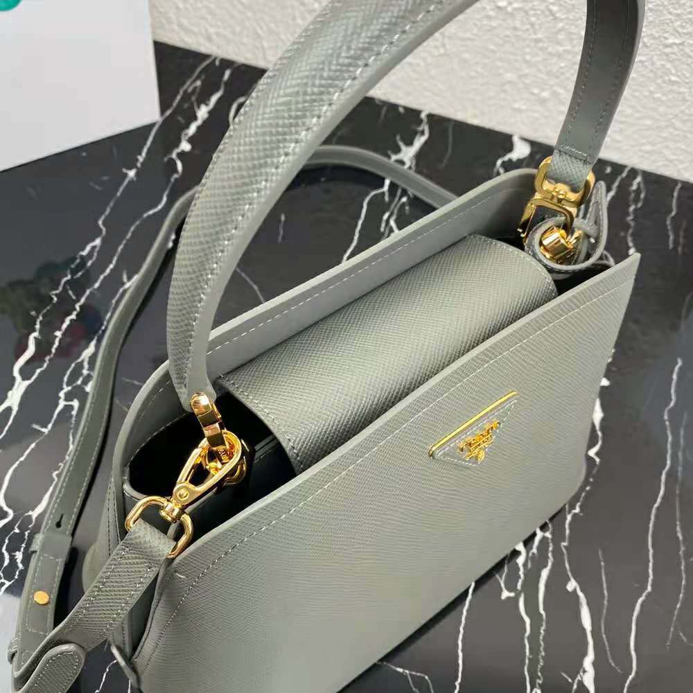Prada Women Medium Saffiano Leather Prada Matinee Bag-Grey