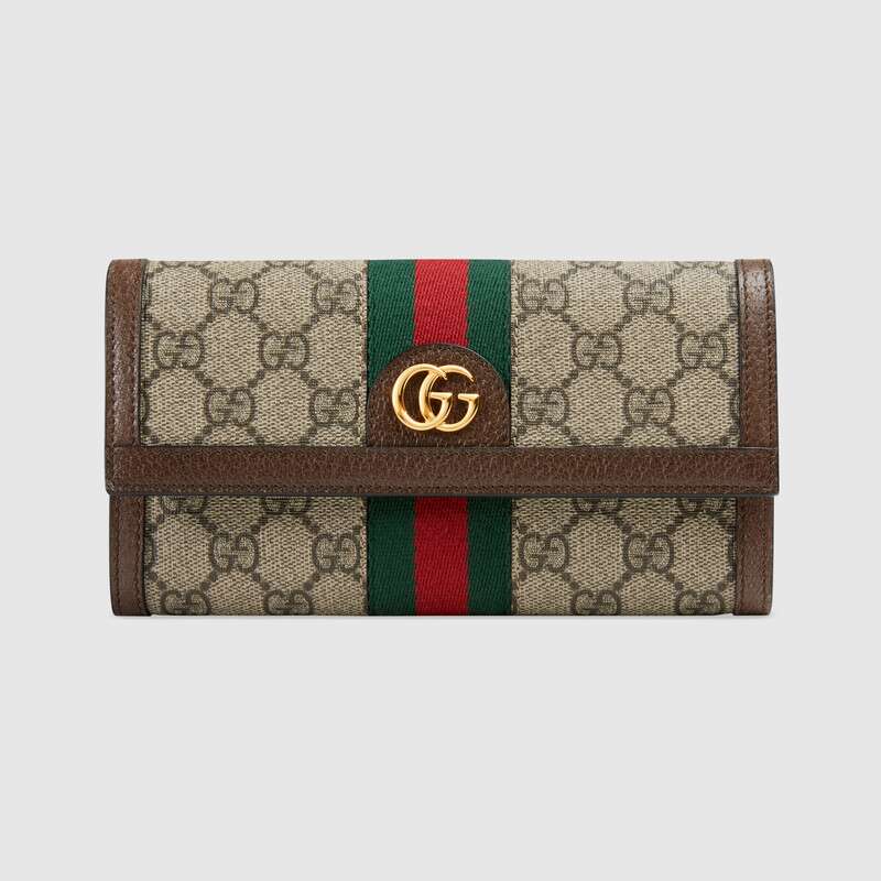 Gucci GG Unisex Ophidia GG Continental Wallet in Beige/Ebony GG Supreme Canvas