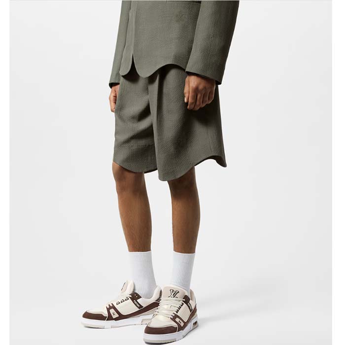 Louis Vuitton Unisex LV Trainer Sneaker Moka Brown Nubuck Calf Leather Grained Calf Leather