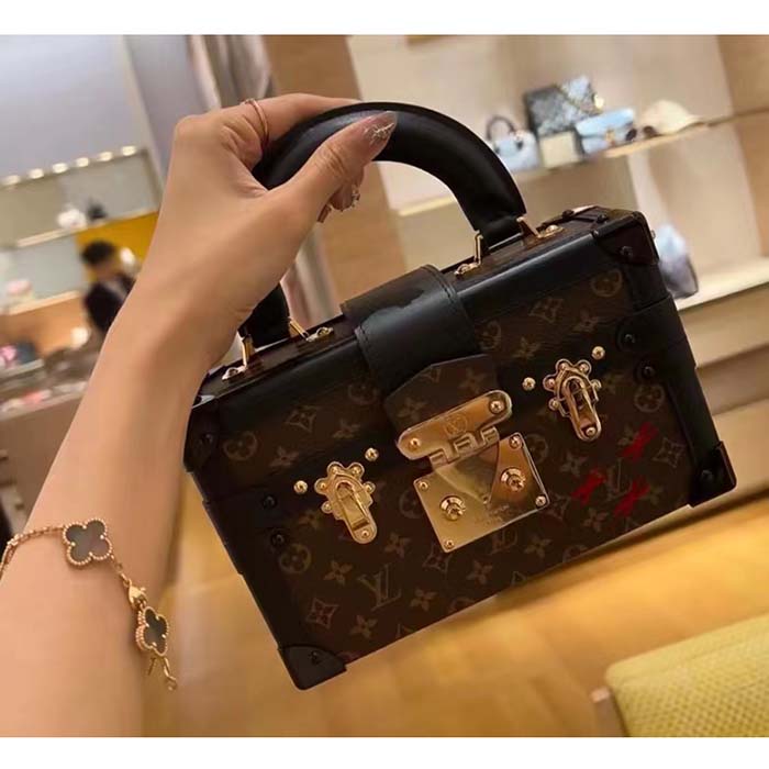 Louis Vuitton Unisex LV Petite Malle Capitale Monogram Coated Canvas Cowhide Leather S-Lock