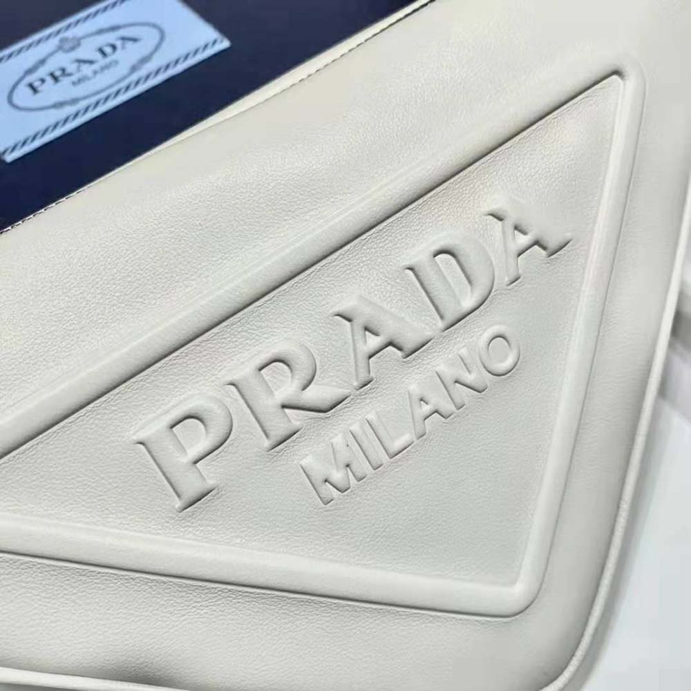 Prada Women Leather Triangle Leather Pouch-White