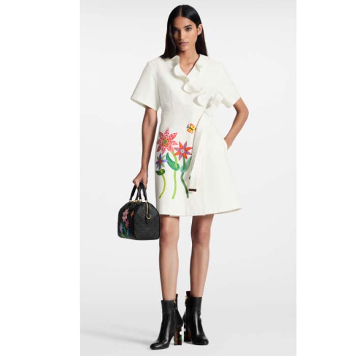 Louis Vuitton Women LVxYK Speedy Bandoulière 25 Black Embossed Grained Monogram Cowhide Leather