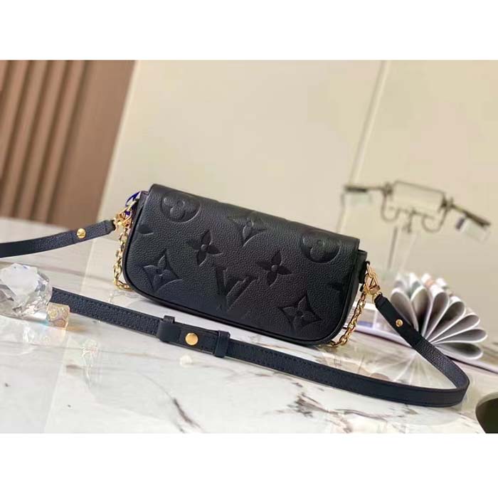 Louis Vuitton Women LV Wallet On Chain Ivy Black Monogram Embossed Supple Grained Cowhide Leather