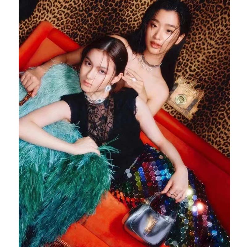 Gucci Women Jackie 1961 Lamé Mini Bag Silver Lamé Leather