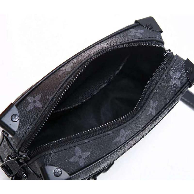 Louis Vuitton LV Unisex Mini Soft Trunk Bag in Monogram Eclipse Canvas and Chain