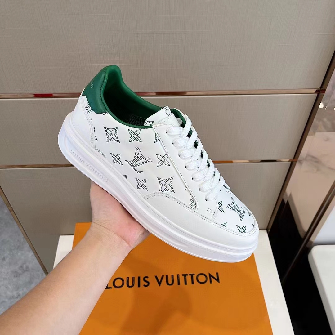 Louis Vuitton Unisex Beverly Hills Sneaker Green Monogram-Printed Calf Leather Rubber Outsole
