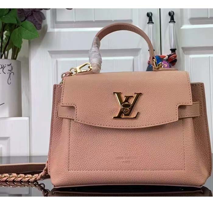 Louis Vuitton LV Women Lockme Ever Mini Handbag Pink Grained Calf Leather