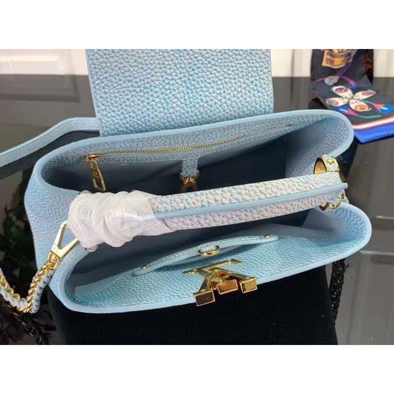 Louis Vuitton LV Women Capucines BB Handbag Lilas Purple Taurillon Leather Shimmery