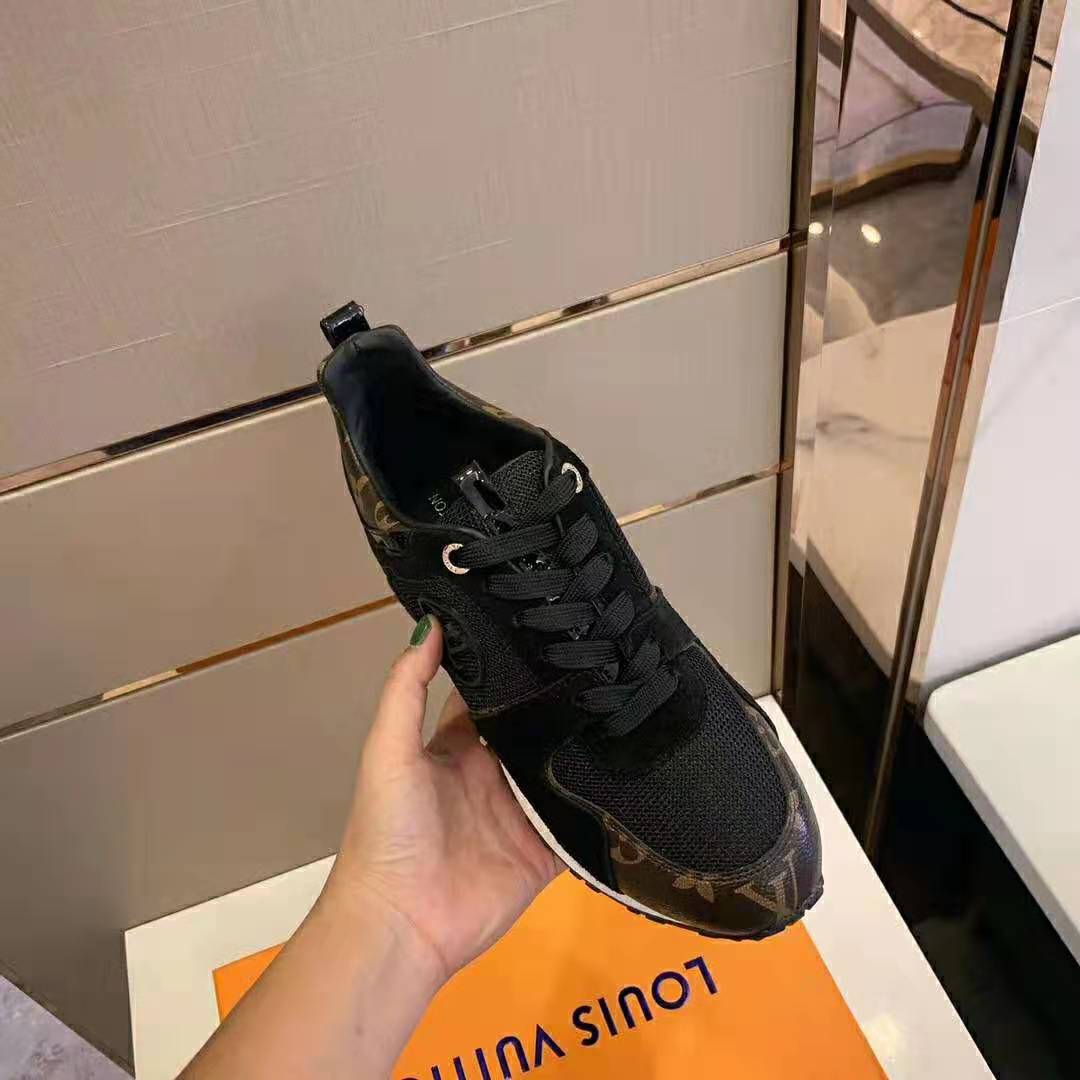 Louis Vuitton LV Unisex Run Away Sneaker in Suede Calf Leather-Black