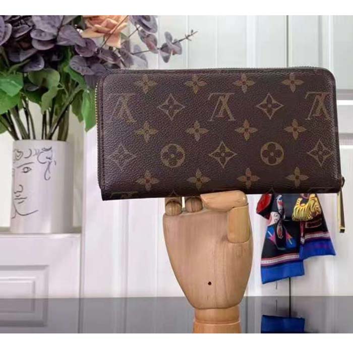 Louis Vuitton LV Unisex Zippy Wallet Pink Monogram Coated Canvas Grained Cowhide Leather