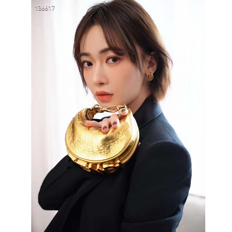 Fendi Women FF Fendigraphy Gold Leather Charm