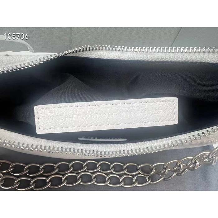 Balenciaga Women BB Le Cagole XS Shoulder Bag White Arena Lambskin