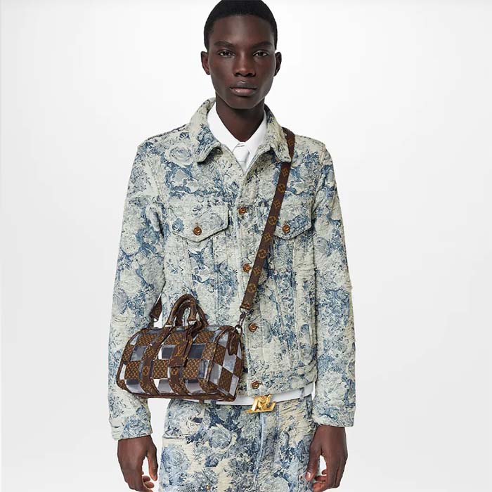 Louis Vuitton LV Unisex Keepall Bandoulière 25 Monogram Chess Coated Canvas PVC