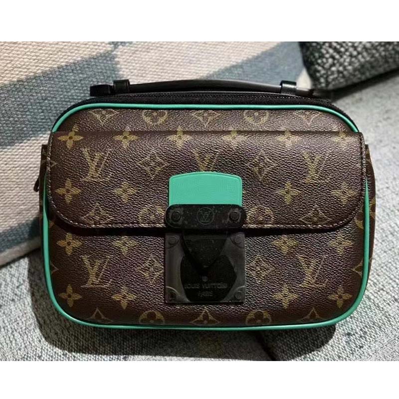 Louis Vuitton LV Unisex S Lock Messenger Brown Monogram Macassar Coated Canvas