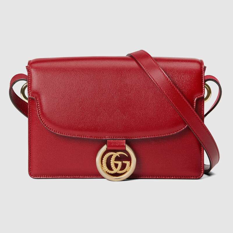 Gucci GG Women Small Leather Shoulder Bag in Textured Leather