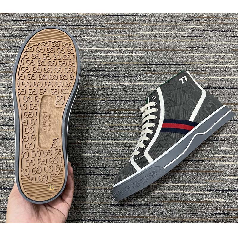 Gucci Men Off The Grid High Top Gucci Tennis 1977 Rubber Sole Flat 2 Cm Heel