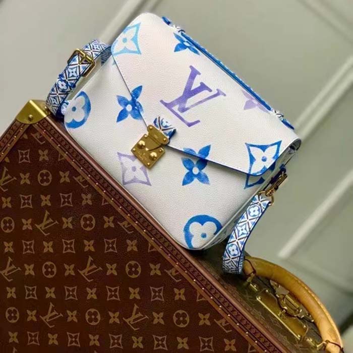 Louis Vuitton LV Women Pochette Métis MM Blue Monogram Coated Canvas
