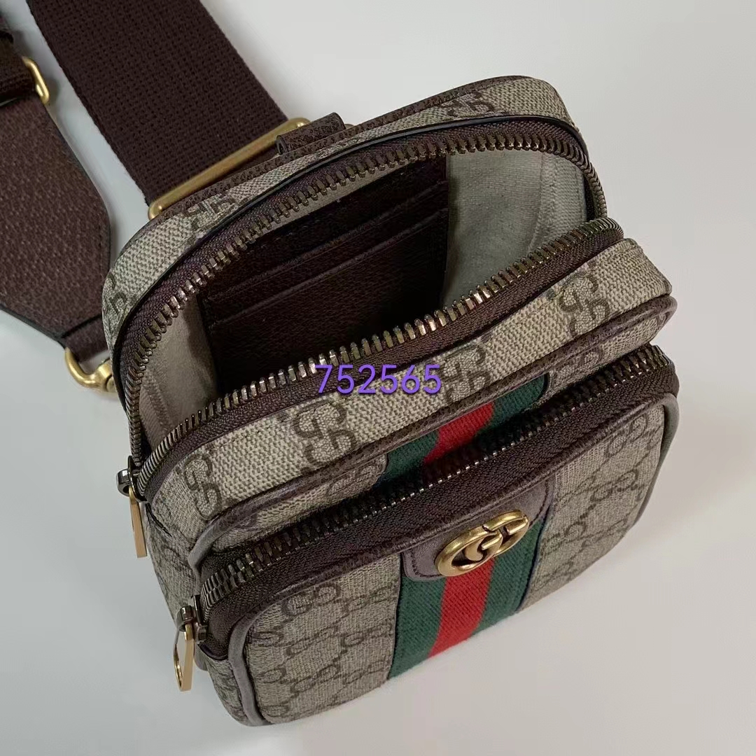 Gucci Unisex Ophidia GG Mini Bag Beige Ebony GG Supreme Canvas Double G