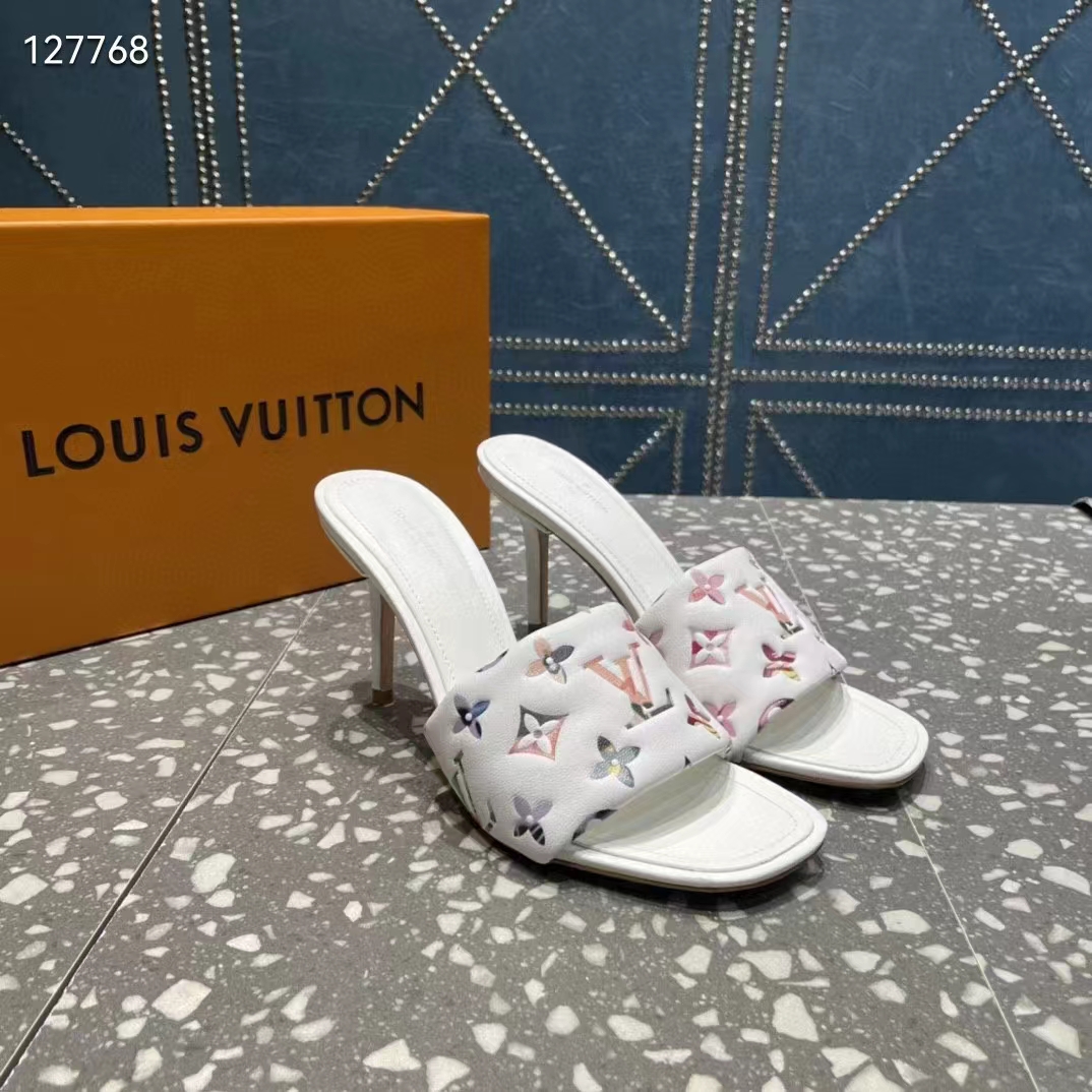 Louis Vuitton LV Women Revival Mule White Monogram-Embossed Lambskin 9.5 cm Heel