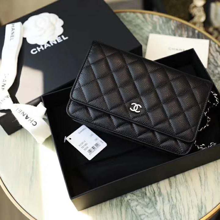 Chanel Women Classic Wallet On Chain Lambskin Leather-Black