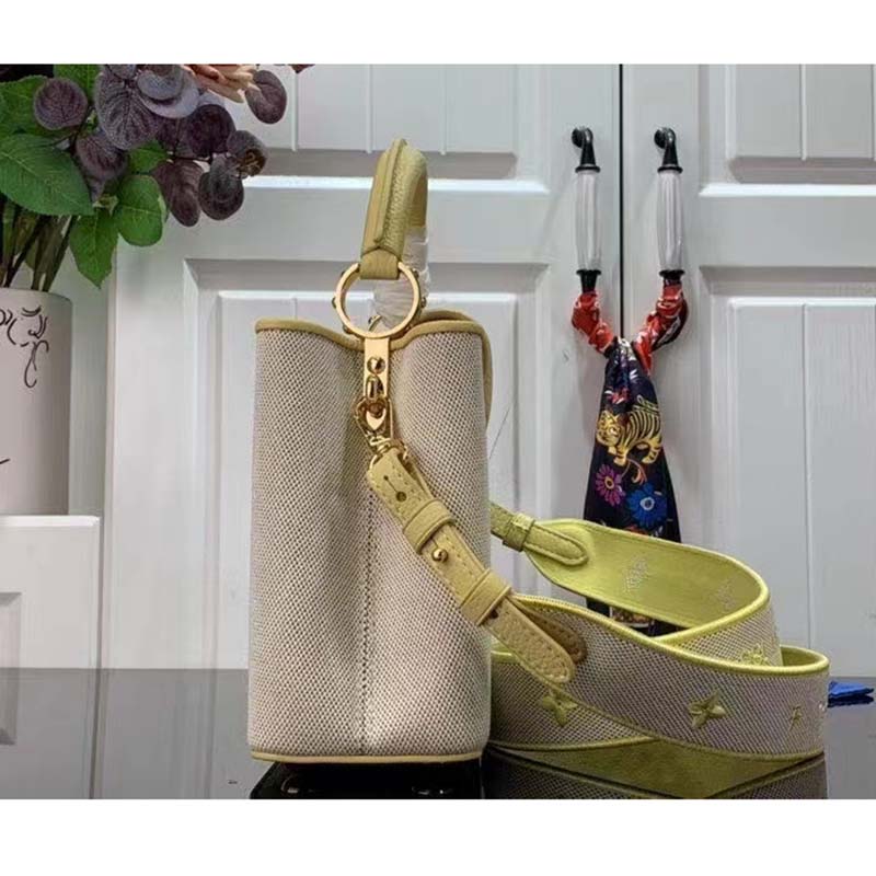 Louis Vuitton LV Women Capucines BB Handbag Yellow Taurillon Leather Canvas