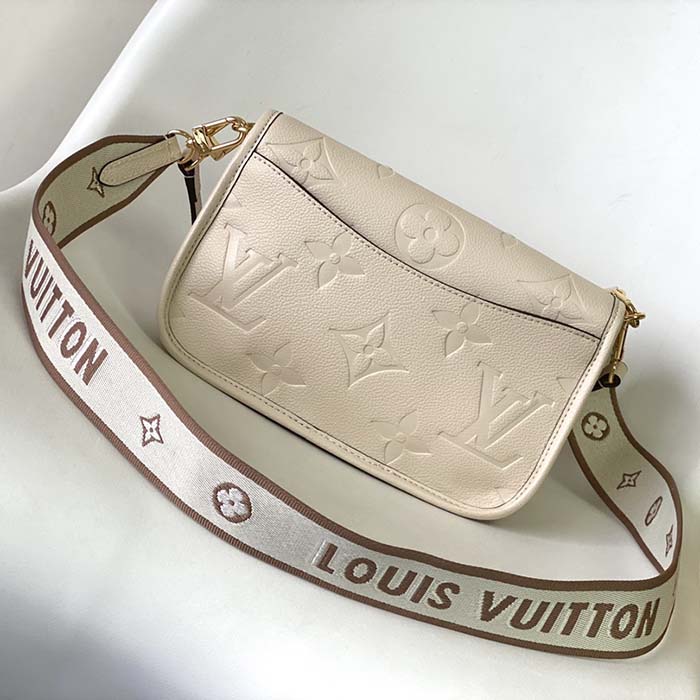 Louis Vuitton LV Women Diane Crème Beige Embossed Supple Grained Cowhide Leather