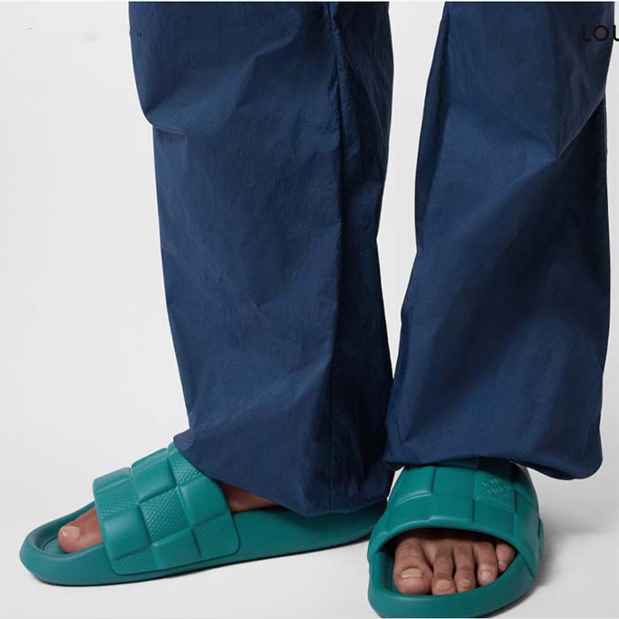 Louis Vuitton LV Unisex Waterfront Mule Lagoon Blue Maxi Damier Rubber Waterproof Rubber