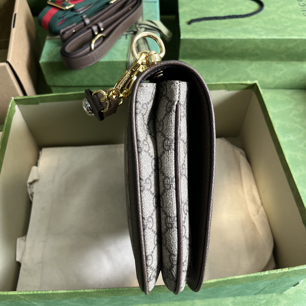 Gucci GG Women Blondie Medium Bag Beige Blue GG Supreme Canvas