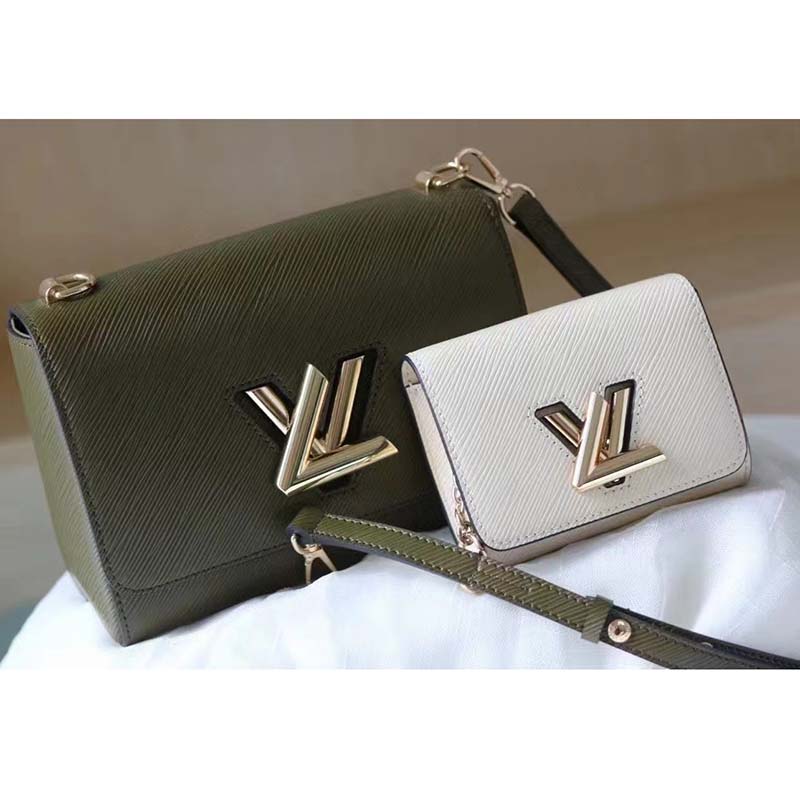 Louis Vuitton LV Women Twist MM Handbag Green White Epi Grained Cowhide Leather
