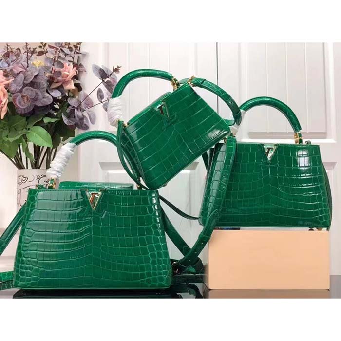 Louis Vuitton LV Women Capucines BB Handbag Green Crocodilien Brillant Savoir Faire