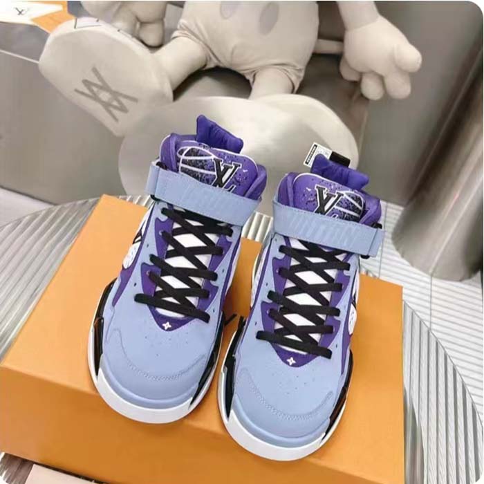 Louis Vuitton LV Unisex Trainer 2 Sneaker Boot Blue Suede Calf Leather