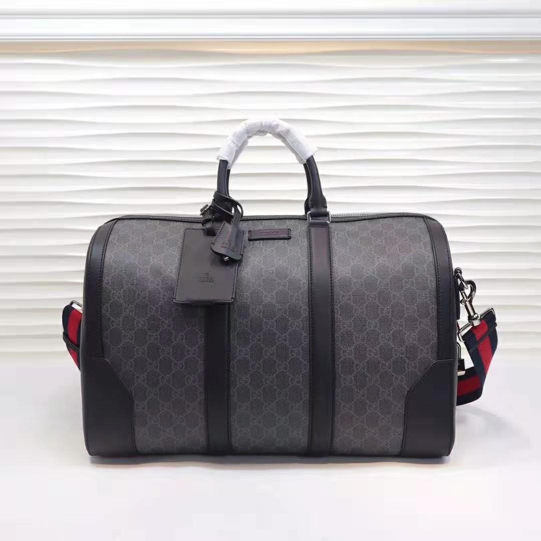 Gucci GG Men GG Black Carry-On Duffle in Black/Grey Soft GG Supreme