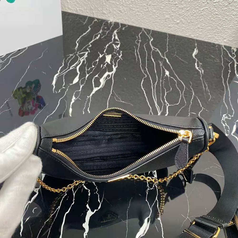 Prada Women Prada Re-Edition 2005 Saffiano Leather Bag-Black