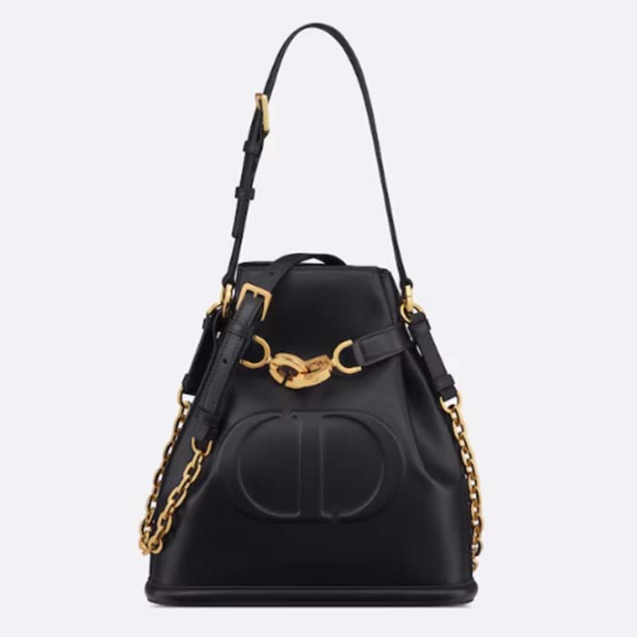 Dior Women CD Medium C’est Dior Bag Black CD-Embossed Calfskin