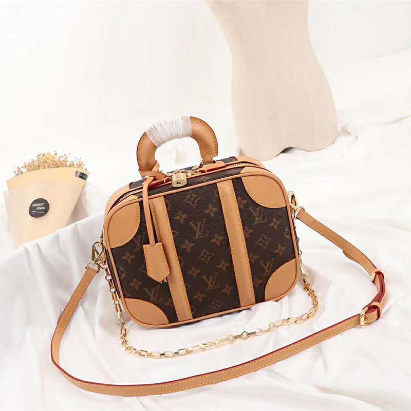 Louis Vuitton LV Women Valisette PM Handbag in Monogram Canvas-Brown
