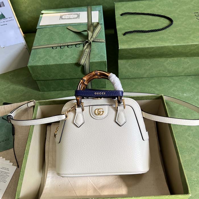 Gucci GG Women Gucci Diana Mini Tote Bag White Leather Double G