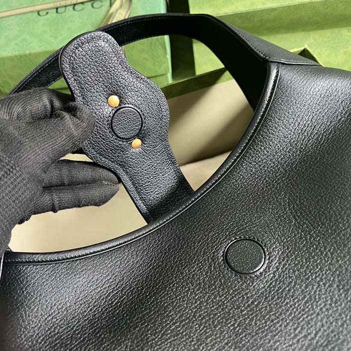 Gucci Women GG Aphrodite Medium Shoulder Bag Black Soft Leather Double G