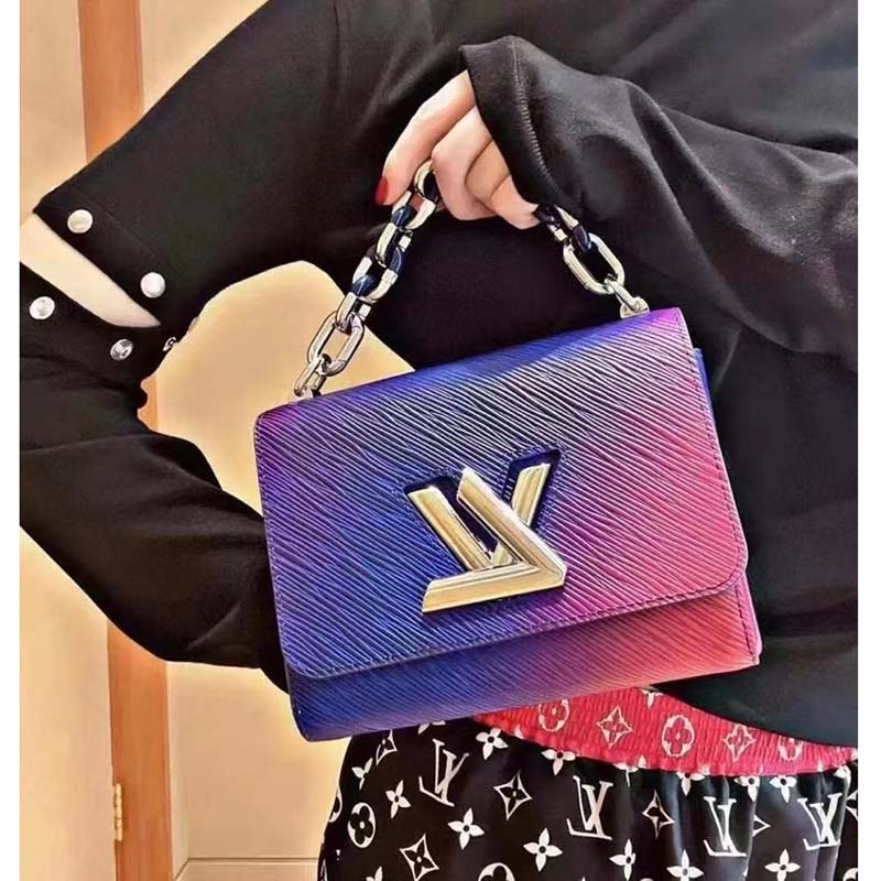 Louis Vuitton LV Women Twist PM Handbag Blue Epi Grained Cowhide Leather