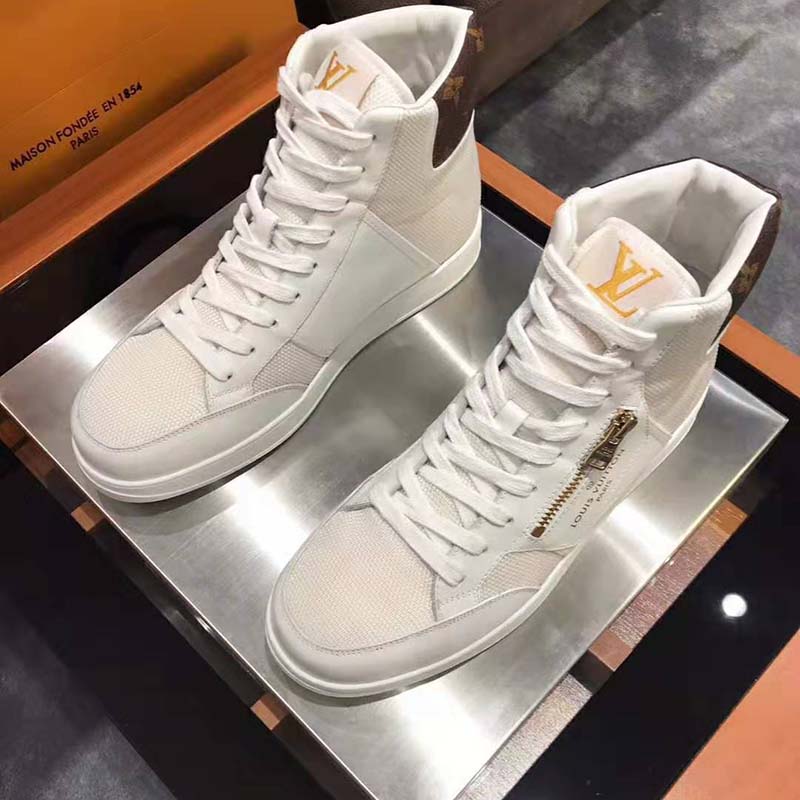 Louis Vuitton LV Unisex Rivoli Sneaker Boot Shoes-White