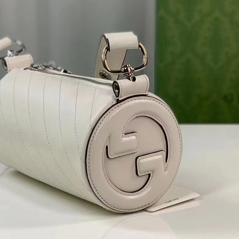 Gucci Women GG Blondie Mini Shoulder Bag Round Interlocking G White Leather